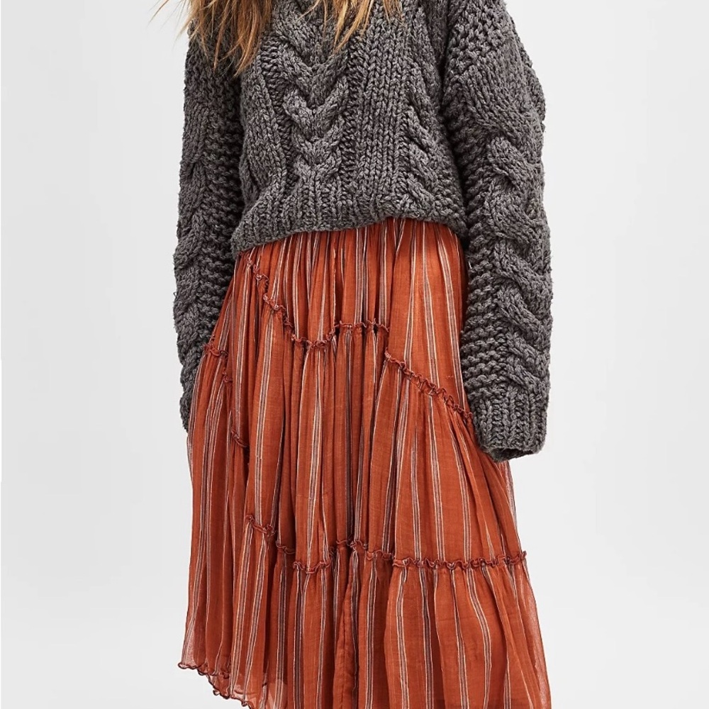 Free People One Ember Printed Midi Skirt